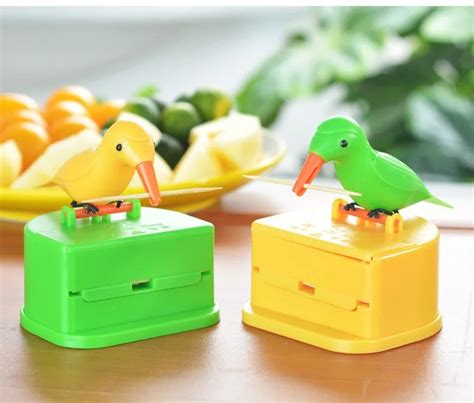 Automatic Press Toothpick Dispenser Small Bird Toothpick Container