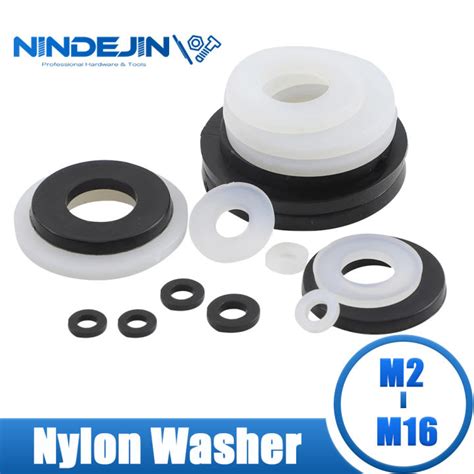 NINDEJIN 4 100pcs Black White Nylon Washers M2 M2 5 M3 M4 M5 M6 M8 M10