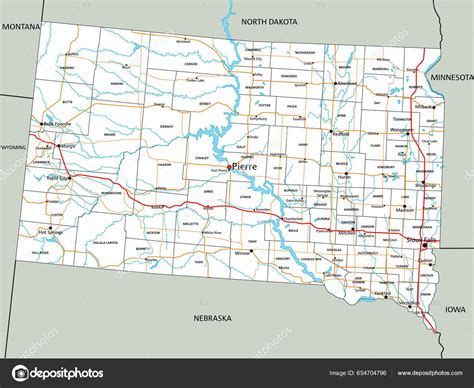 South Dakota Road Highway Map Vector Illustration Stock Vector by ...