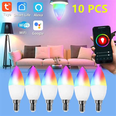 4 Szt Ar Wka WIFI Inteligentna Lampa E14 LED Wieca TUYA Alexa Ar Wka