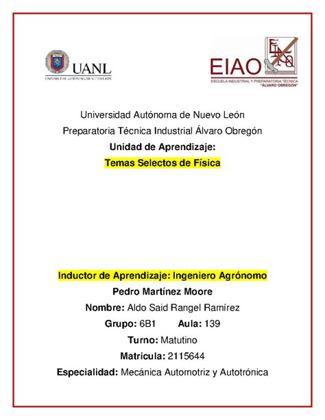 Asrr D Et Tsf F Sica I Universidad Aut Noma De Nuevo Le N