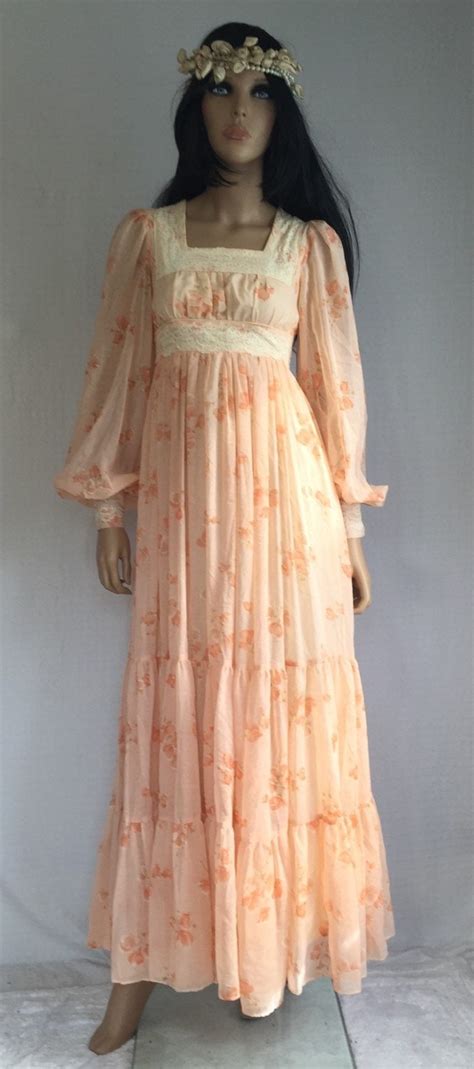 Vintage 70s Gunne Sax Hippie Wedding Dress Retro 1970s Prom