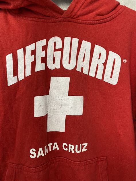 Lifeguard Red Graphic Santa Cruz Lifeguard Hooded Sweatshirt Adult Size