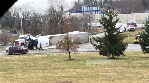 Photos Tractor Trailer In Pa Turnpike Rollover Crash