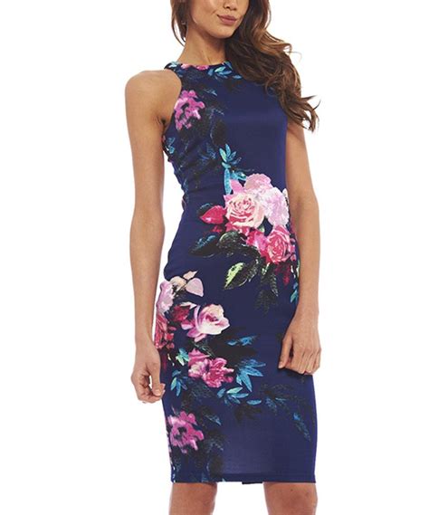 Look At This Ax Paris Navy Pink Floral Bodycon Dress On Zulily Today