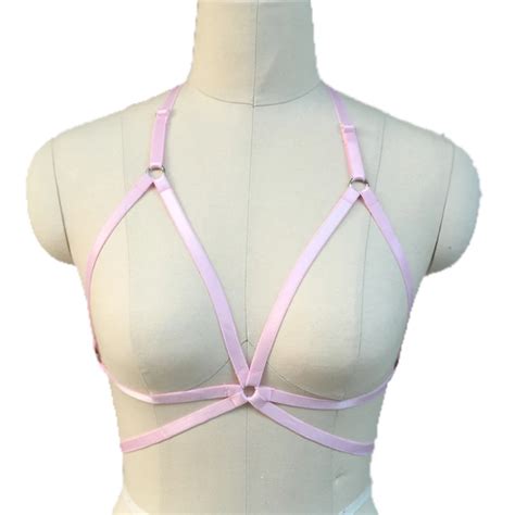 New Pale Pink Sexy Lingerie Wonen Body Harness Pastel Goth Harajuku