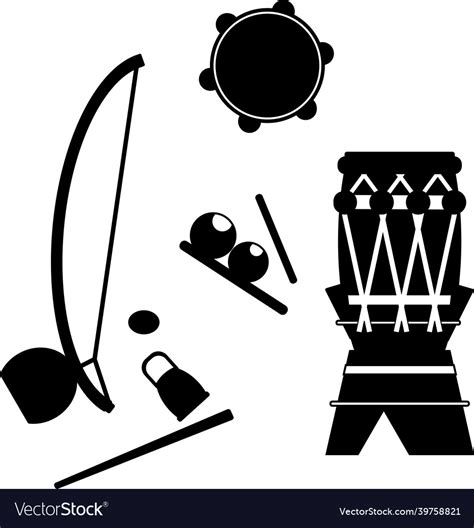 Capoeira Instruments Silhouette Set Royalty Free Vector