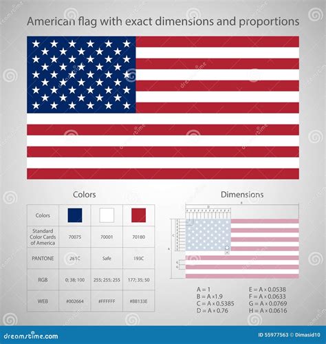 American Flag with Exact Dimensions Stock Vector - Illustration of ...