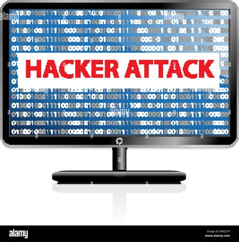 Computer hacking system icon. Monitor with binary code and hacker ...