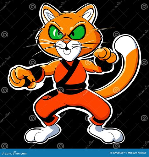 Cartoon kung fu cat stock vector. Illustration of elegant - 299066607