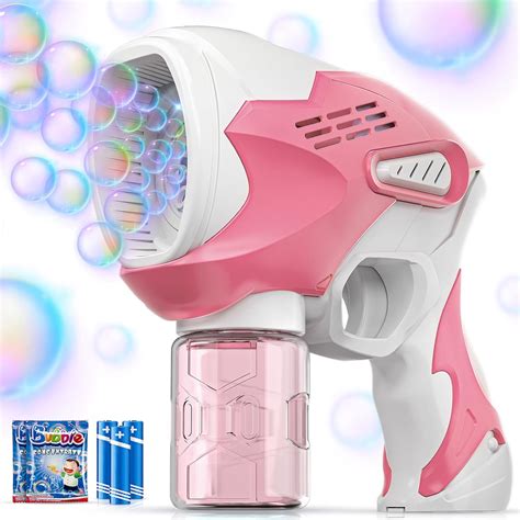 Boerfmo Pink Bubble Gun Machine 8 Holes Bubbles Wands