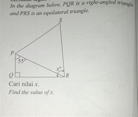 Solved In The Diagram Below PQR Is A Right Angled Triangle And PRS Is