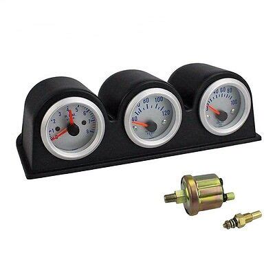 2 52mm Car Triple Gauge Kit 3in1 Tachometer RPM Water Temp Oil