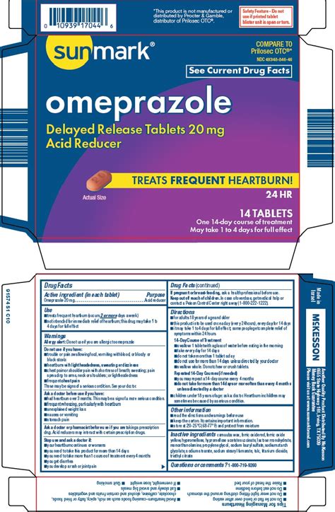 Ndc Sunmark Omeprazole Tablet Delayed Release Oral