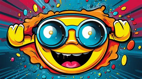 Premium Vector | A cartoon of a smiley face with glasses and a smile