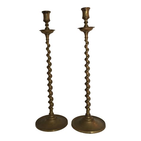 Vintage Twisted Brass Candlesticks A Pair Chairish