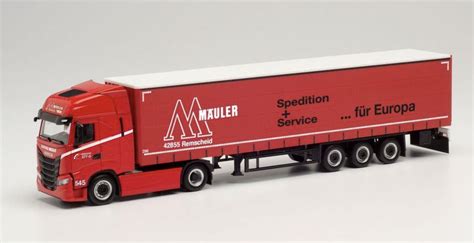 HERPA 314121 Iveco S Way curtain canvas semitrailer Gustav Mäuler