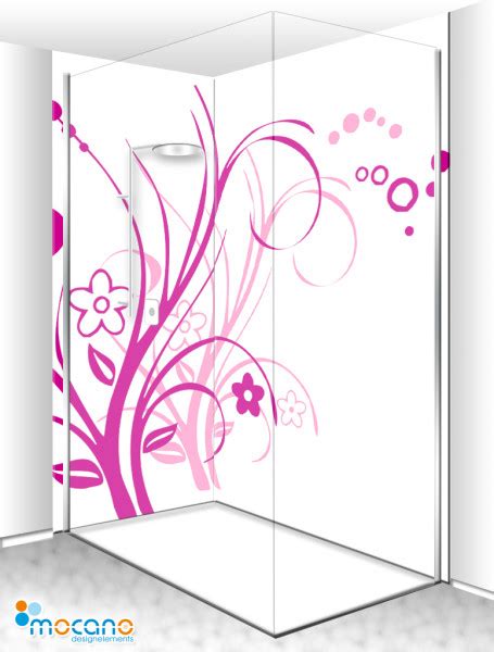 Lila Florale Ornamente Duschrückwand 80x210 120x210 Eck Set