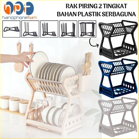 Jual Rak Piring Plastik 2 Susun Wadah Tempat Pengering Cucian Mangkok