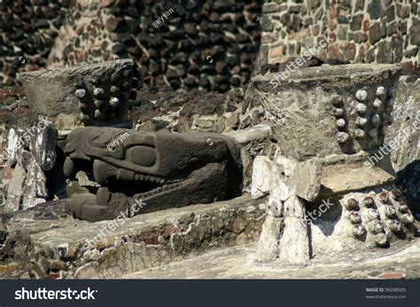 Serpent Sculpture In In Templo Mayor Mexico City The Main Temple Of