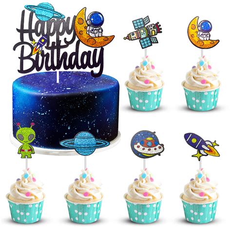 Buy Outer Space Happy Birthday Cake Topper Galaxy Astronaut Birthday