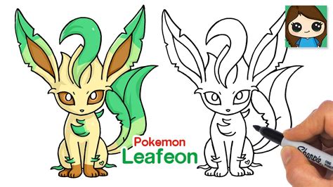 How To Draw Pokemon Leafeon Easy Youtube