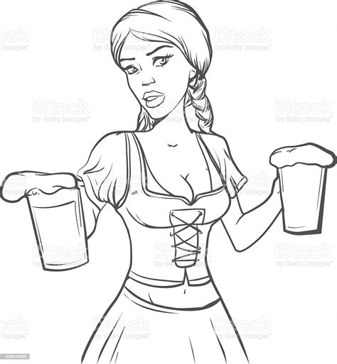 Pretty Girl Beer Beer Fest Germany Stock Illustration Download Image