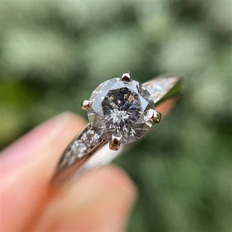 18ct White Gold 1ct Salt And Pepper Diamond Coco Engagement Ring