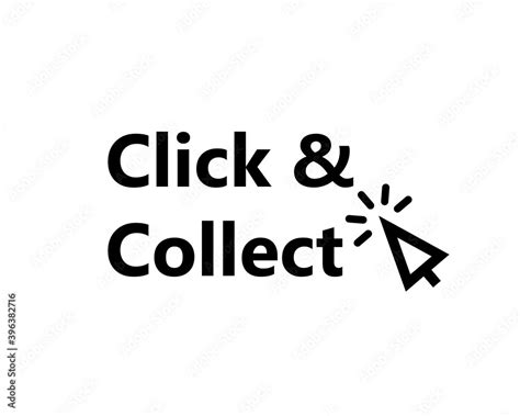 click  collect text icon  mouse cursor clipart image isolated