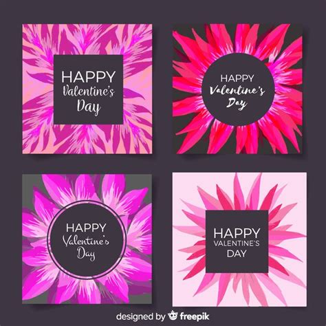 Free Vector | Valentine's day floral card collection