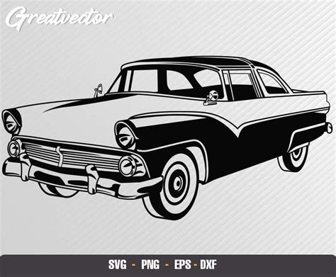 1955 Fairlane Crown Victoria L Eps Svg Png Dxf L Vector Etsy