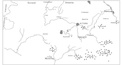 Map of distribution of Kipchak statues in Saryarka. | Download ...