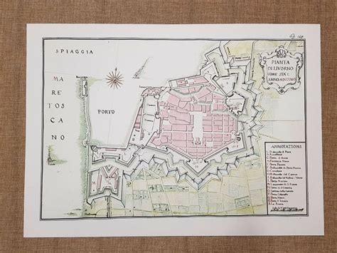 Carta Geografica Mappa Pianta Della Citt Di Livorno Toscana Nel