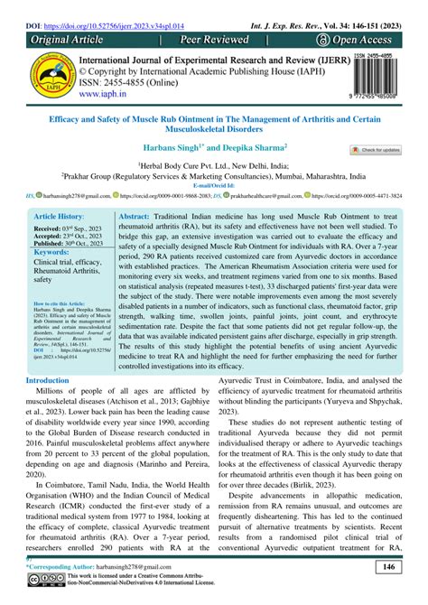 PDF Efficacy And Safety Of Muscle Rub Ointment In The Management Of