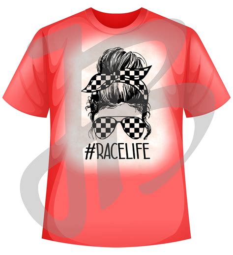 Race Life Svg Checkered Flag Messy Bun Instant Digital Etsy