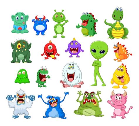 Premium Vector Cartoon Monster Collection Set