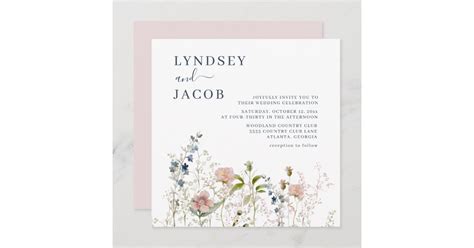 Elegant Watercolor Wildflowers Wedding Invitation Zazzle