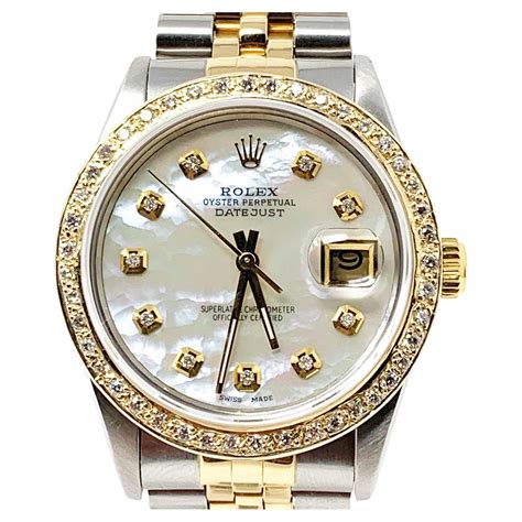 Rolex Mm Datejust Two Tone Mop Diamond At Stdibs