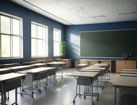 Premium Photo An Empty Classroom 3d Render Realistic Interior With