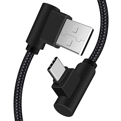 Cablu De Date Si Incarcare USB Type C Unghi 90 Grade Negru Textil 3