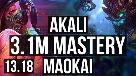 Akali Vs Maokai Top M Mastery Games Godlike Kr