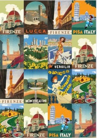 Poster Of Italian Cities And Scenes In Tuscany Collage Style Poster