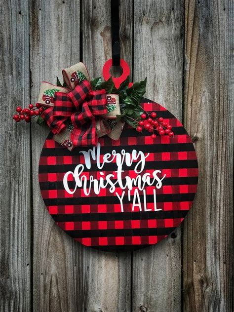 Buffalo Check Ornament Farmhouse Decor Farmhouse Christmas Door Hanger