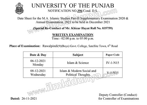 Punjab Univeristy Pu Lahore Ma Date Sheet