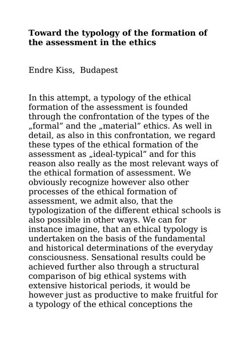 PDF Toward The Typology Of The Formation Of The Assessment In The Ethics