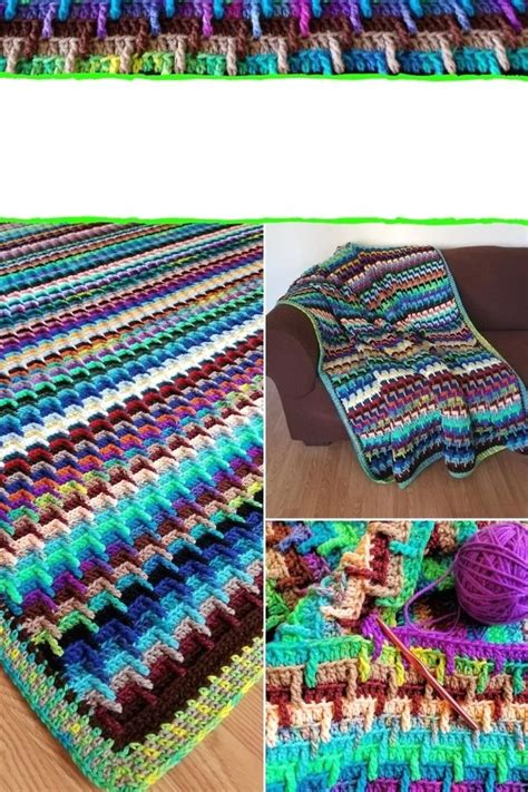 Scrap Yarn Stash Buster Blanket Crochet Pattern แพทเทรนนตตง