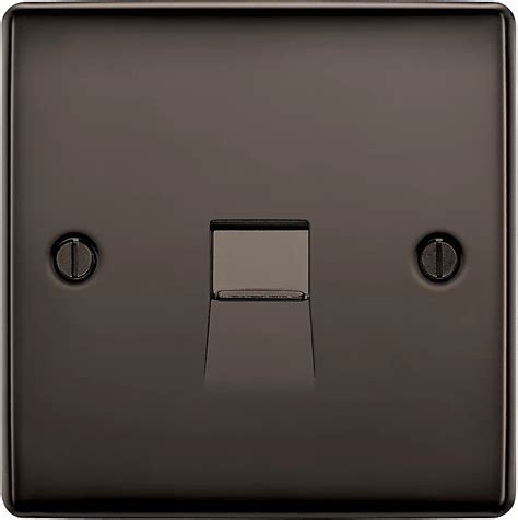 Bg Black Nickel 1 Gang Slave Telephone Socket Tradepoint