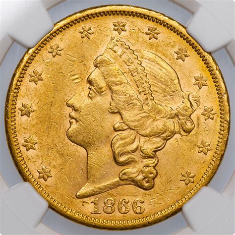 1866 S No Motto Type 1 Liberty Head Gold Double Eagle NGC MS60 Rare