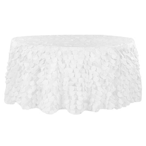 Petal Circle Taffeta 132 Round Tablecloth White Cv Linens