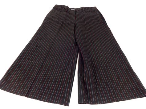 LARRY LEVINE STRETCH WOMENS BLACK RED STRIPED POLY BLEND CAPRI PANTS